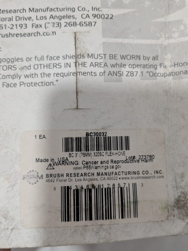 BRM Flexible Cylinder Hone: 3" Max Bore Dia, 320 Grit, Silicon Carbide BC30032