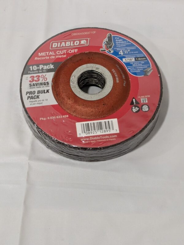 DIABLO Depressed-Center Wheel 4-1/2" Dia 1/16" Thic 7/8" Hole 10PK DBD045063710F