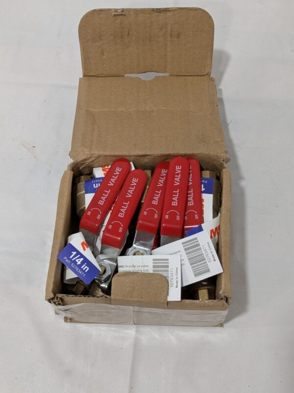 Box of 10 Full Port Manual Ball Valve: 1/4" Pipe, FNPT x FNPT 52763471