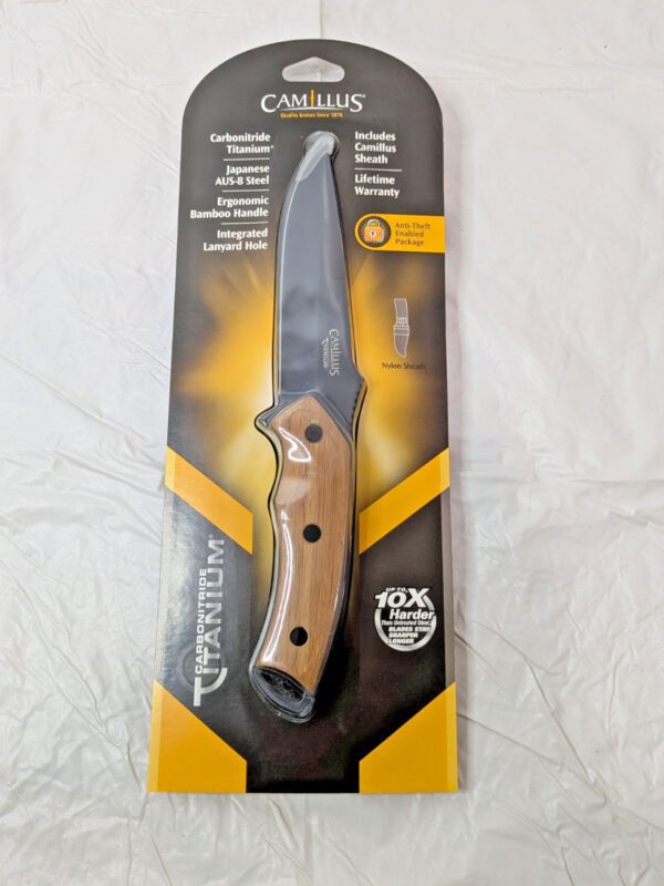 Camillus 10" Carbonitride Titanium Fixed Blade Knife w/Bamboo Handle 18508