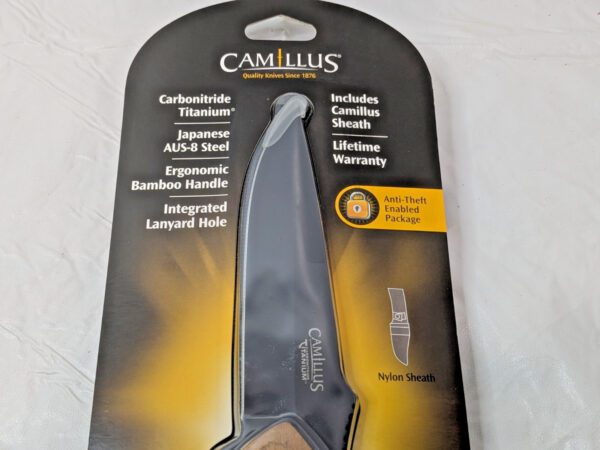Camillus 10" Carbonitride Titanium Fixed Blade Knife w/Bamboo Handle 18508