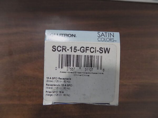 Lutron SCR-15-GFCI-SW Satin Colors 15A GFCI Electrical Socket Receptacle