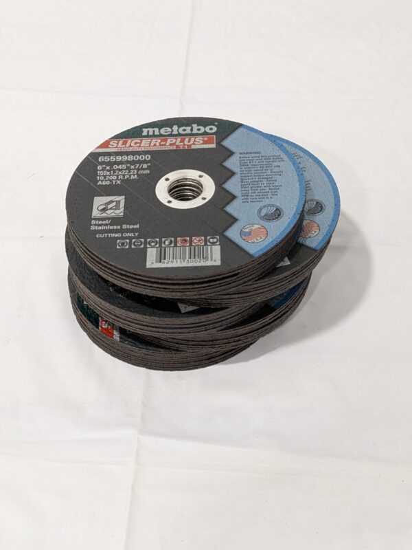 Metabo Cutoff Wheel Type 1, 6" Dia, 0.0450" Thick, 7/8" Hole Box of 50 655998000