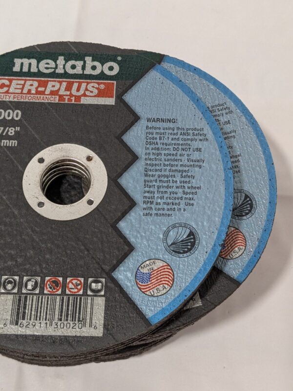 Metabo Cutoff Wheel Type 1, 6" Dia, 0.0450" Thick, 7/8" Hole Box of 50 655998000