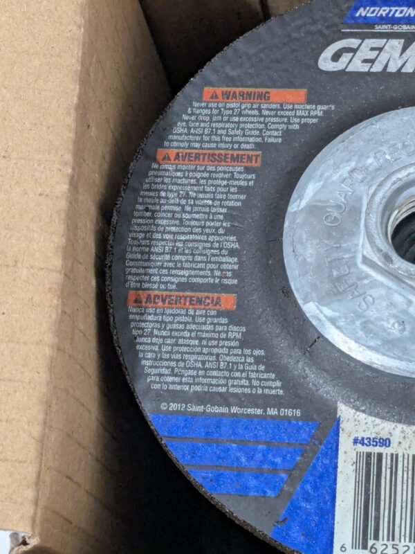Norton Depressed-Center Wheel Type27 4-1/2" Dia 1/8" Thick Box of 10 66252843590
