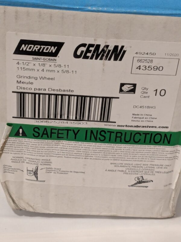 Norton Depressed-Center Wheel Type27 4-1/2" Dia 1/8" Thick Box of 10 66252843590