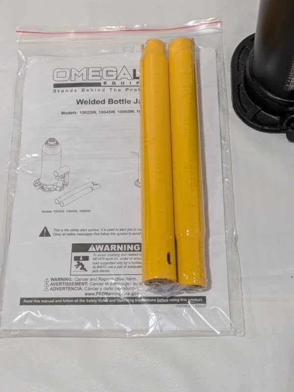 OMEGA LIFT EQUIPMENT 4 Ton Capacity Hydraulic Bottle Jack 10045W