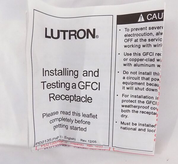 Lutron SCR-15-GFCI-MS Satin Colors 15A GFCI Electrical Socket Receptacle