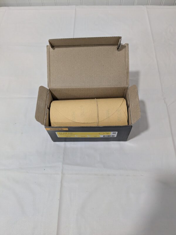 Mirka 6" Dia PSA Disc Roll: 220 Grit, Aluminum Oxide Box of 100 23-342-220