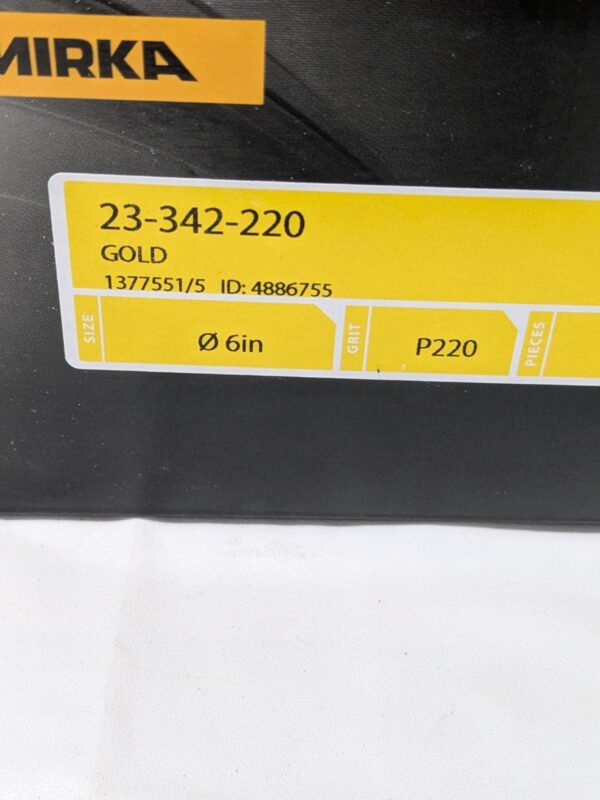 Mirka 6" Dia PSA Disc Roll: 220 Grit, Aluminum Oxide Box of 100 23-342-220