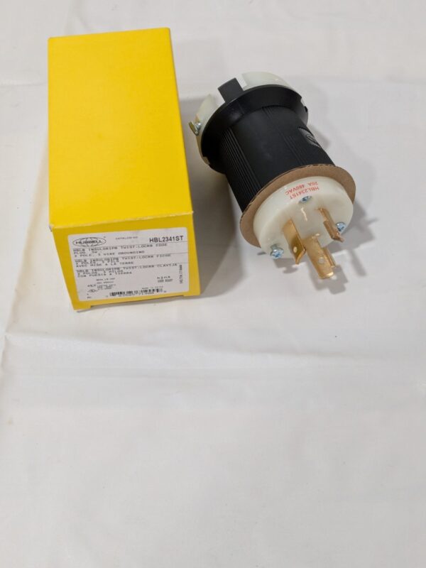 Hubbell Industrial, Male Plug, 20A 480V AC, 2-Pole 3-Wire Ground HBL2341ST