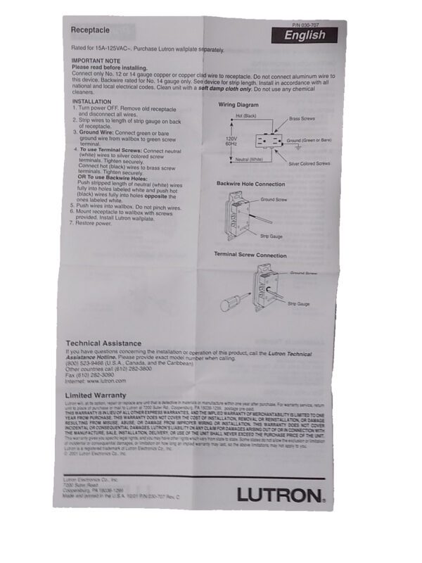 Lutron SCR-15-ST Satin Colors 15A Duplex Electrical Socket Receptacle Stone