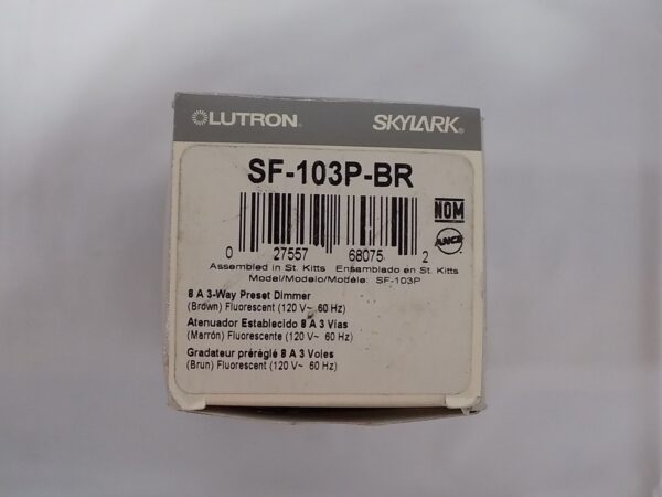 Lutron SF-103P-BR Skylark 1000W 3-Way Preset Dimmer w/Rocker Switch Brown