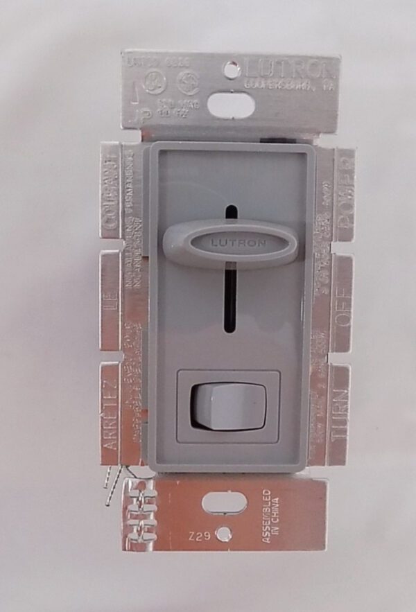 Lutron S-600P-GR Skylark 600W Single Pole Preset Dimmer w/Rocker Switch Gray