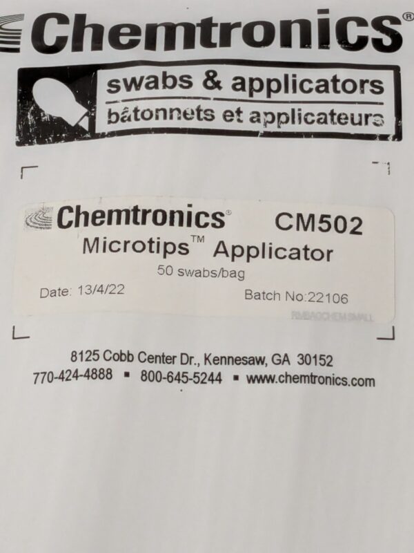 Chemtronics Swab, Single Head, 6.7" OAL, Microtip Series, 50/Pkg CM502