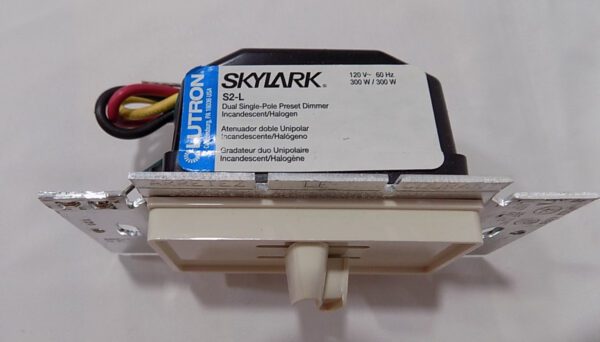 Lutron S2-L-LA Skylark Dual 2 Light Dimmer Light Almond