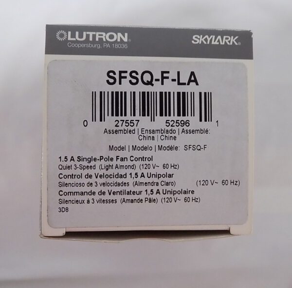 Lutron SFSQ-F-LA Skylark Slide-to-Off 3-Speed Fan Control Light Almond