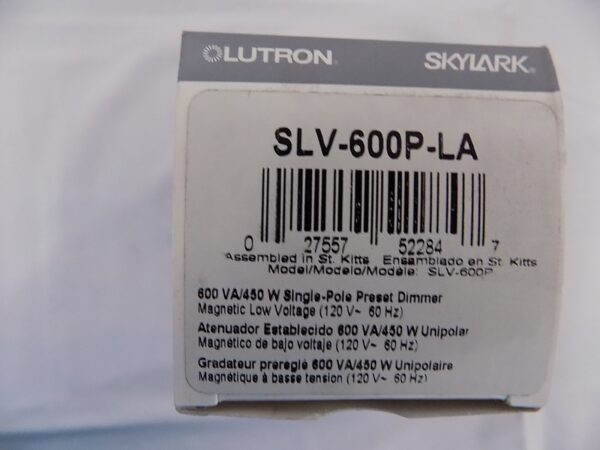 Lutron SLV-600P-LA Skylark 600W Magnetic Low Voltage Single Pole Dimmer
