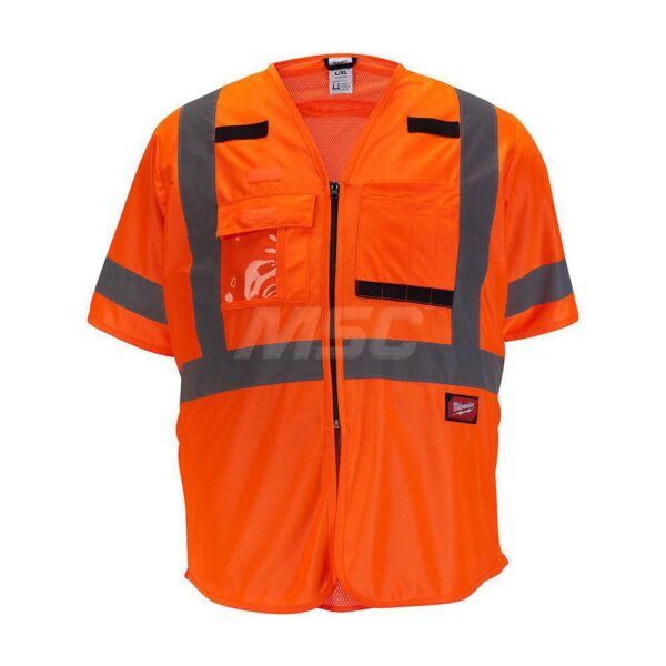 MILWAUKEE TOOL High Visibility Vest: 4X/5X-Large, Zipper Closure 48-73-5148