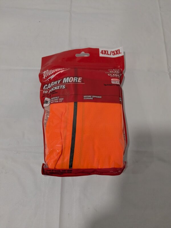 MILWAUKEE TOOL High Visibility Vest: 4X/5X-Large, Zipper Closure 48-73-5148