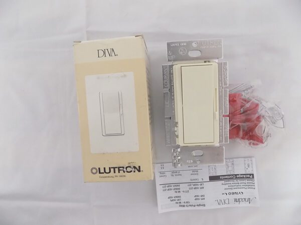 Lutron DVF-103P-AL Diva 8 Amp Fluorescent 3-Wire Hi-Lume LED 3-Way Dimmer Almond