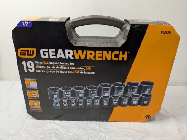 GEARWRENCH 19 Piece 1/2" Drive 6 PT Standard Impact SAE Socket Set 84932N