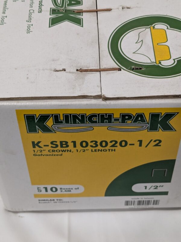 KLINCH-PAK Narrow Crown Construction Staple 1/2" X1/2" Box of 24000 K-SB103020