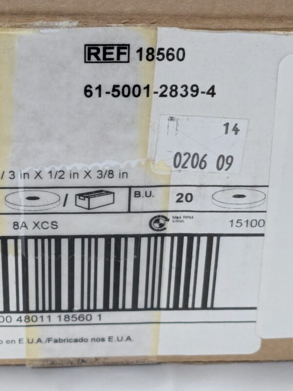 3M Deburring Wheel: 3" Dia, 1/2" Width, 3/8" Hole Box of 20 61500128394